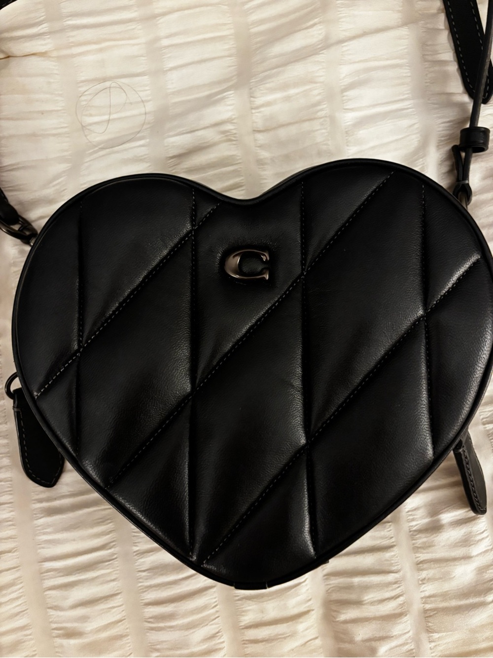 Coach Heart-Shaped Black Quilted Crossbody Bag